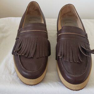Classic Brown Leather Fringe Loafers